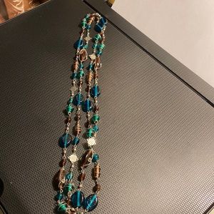 Blue, Green, Purple and Silver along Necklace